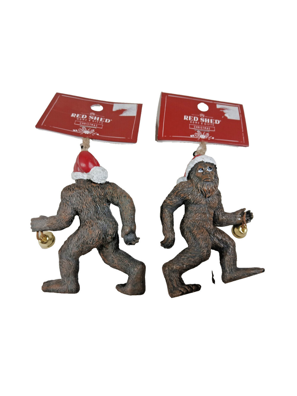 Bigfoot Christmas Ornament Santa Hat & Bell Cute Hanging on Rear view Mirror NWT